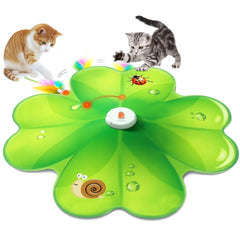 FeelNeedy 2 in 1 Interactive Cat Toys for Indoor Cats, Automatic Rechargeable Hide and Seek Cat Toy with Moving Concealed Feathers and Red Dot for Cats and Kittens Self Playing - USA MEGA SHOP