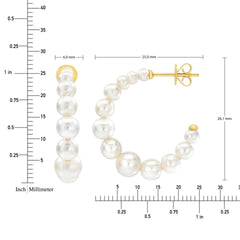 Freshwater Cultured 2.5-6mm Graduated Pearl 14kt Yellow Gold Hoop Earrings - USA MEGA SHOP