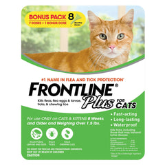 Frontline Plus Flea and Tick Cat Treatment, 7+1 Doses - USA MEGA SHOP