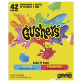 Fruit Gushers Fruit Flavored Snacks, Variety Pack, 0.8 oz, 42-Count - USA MEGA SHOP