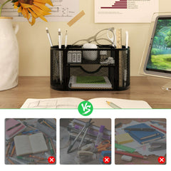 GARITIN Desk Organizer, Pen Holder with Drawers Pencil Holder for Desk Mesh Office Supply Organizer and Storage, Black