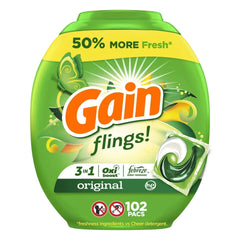 Gain Flings 3-in-1 Oxi Boost and Febreze Laundry Detergent Pacs, Original Scent, 31 Count