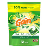 Gain Flings 3-in-1 Oxi Boost and Febreze Laundry Detergent Pacs, Original Scent, 31 Count - USA MEGA SHOP