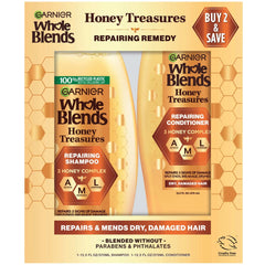 Garnier Whole Blends Honey Treasures Shampoo and Conditioner Set, For Damaged Hair, 1 kit - USA MEGA SHOP