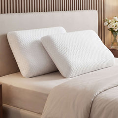 Gianna Memory Foam Pillow for Sleeping, Gel Cooling Bed Pillow with Breathable Mesh and Washable Cover for Back and Side Sleepers, White (1 Pack)