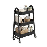 Gianna Utility Cart, Metal, 3‑Tier, Lockable Caster Wheels , 360° Rolling, Black