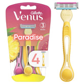 Gillette Venus Simply3 Dragonfruit Rasuradoras Desechables para Mujer, 4 Unidades, Multicolor