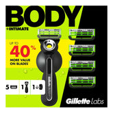 GilletteLabs Body + Intimate Razor For Men, 5ct