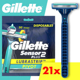 Gillette Sensor2 Plus Pivot Men's Disposable Manual Razor, 21 Razors, Blue