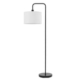 Globe Electric Barden Floor Lamp in Matte Black with Linen Shade and LED - USA MEGA SHOP