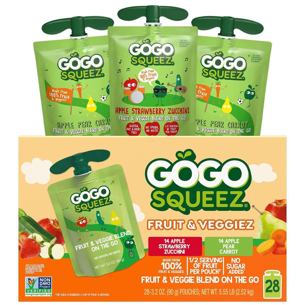 GoGo SqueeZ Fruit & VeggieZ Applesauce Pouches, 3.2 oz., 28 pk. - USA MEGA SHOP