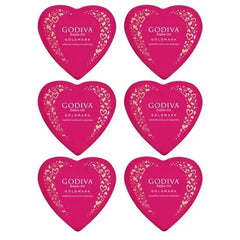 Godiva Goldmark Assorted Valentine's Day Heart Gift Tin, 9 Piece, 6 Pack
