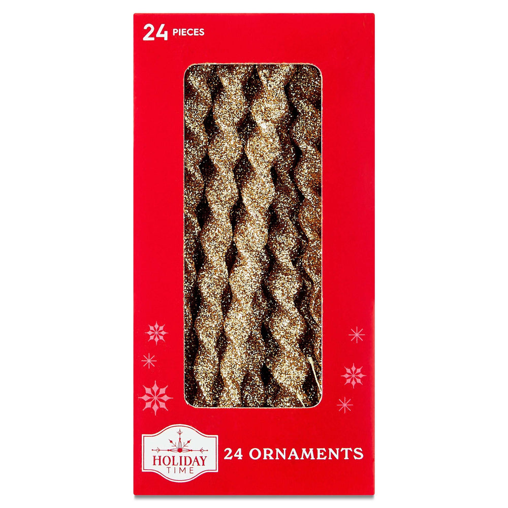 Gold Glitter Icicle Christmas Ornaments, 5.3", 24 Count, by Holiday Time - USA MEGA SHOP