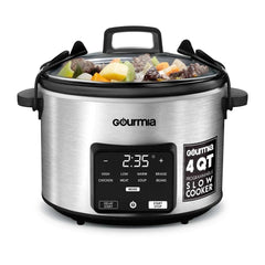 Gourmia Programmable Slow Cooker 4.5 Qt with Digital Controls and Auto Keep Warm, Black