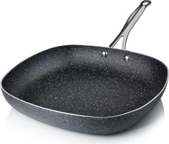Granitestone 11" Shallow Square Frying Pan Nonstick Skillet, Scratchproof Diamond Infused Coating, No-warp Mineral-enforced Cookware Dishwasher Oven Safe Kitchenware - As Seen On TV