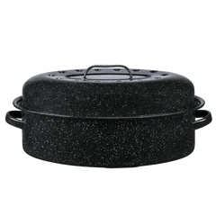 Granite Ware 18" Covered Oval Roaster, 15 Pound Capacity, Roasting Pan