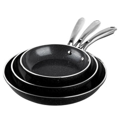 Granitestone 3 Pc Nonstick Frying Pan Set, 8" 10" 12" Frying Pans, Easy Clean Ceramic Frying Pan, Egg Omelet Pan Set, Oven & Dishwasher Safe Skillet, Black