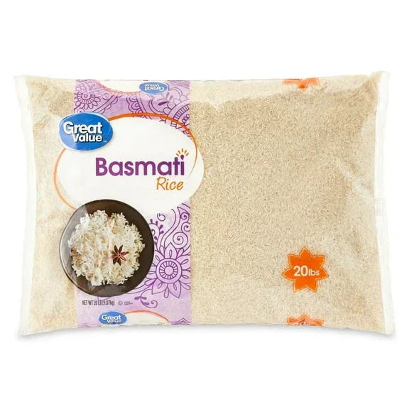 Great Value Basmati Rice, 20 lb - USA MEGA SHOP