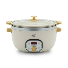 GreenLife 6 Quart Non Stick Family Meal Slow Cooker with Removable Pot, Cream