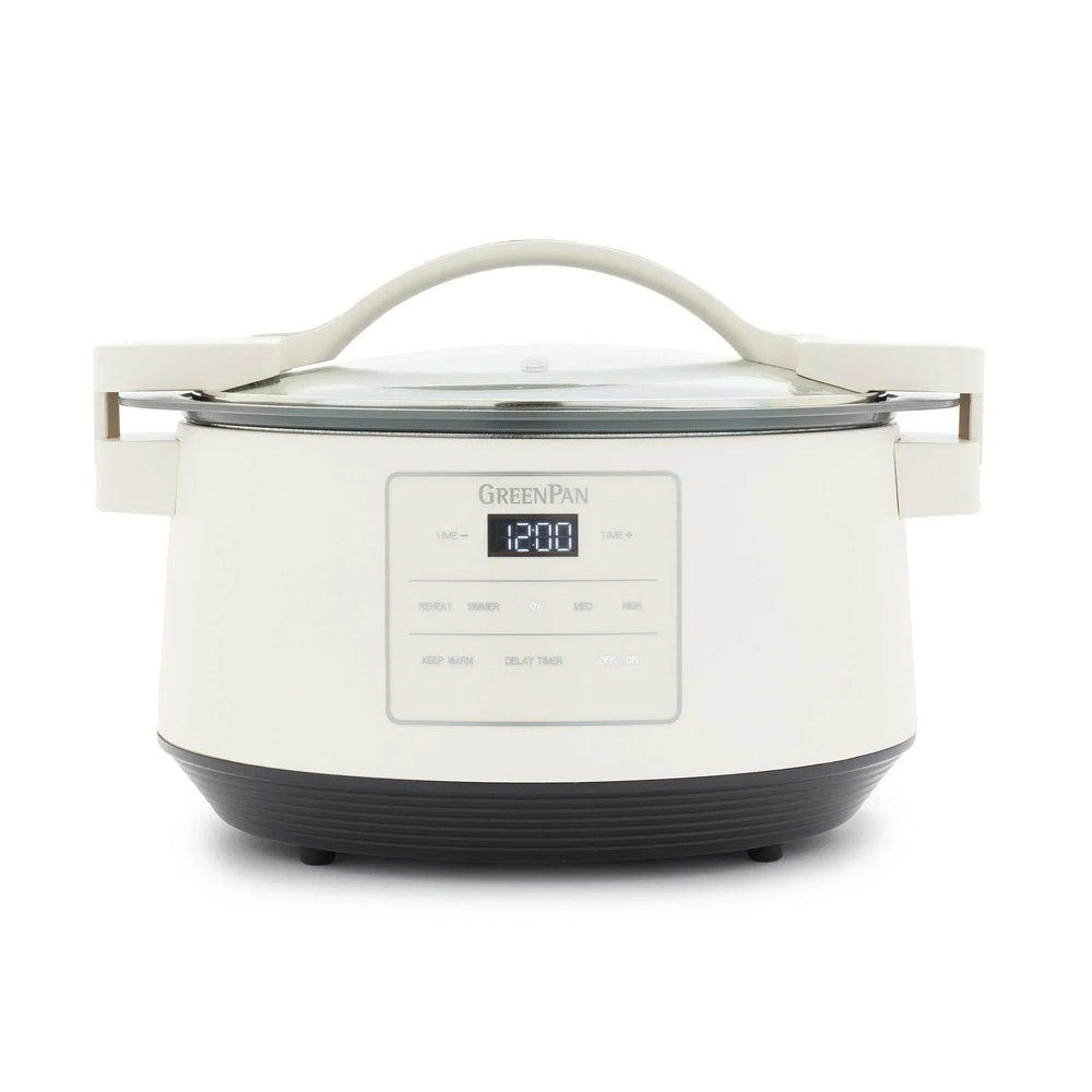 GreenPan 8 Quart Family Size Locking Lid Slow Cooker, Cream - USA MEGA SHOP