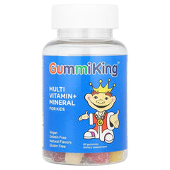 GummiKing, Multi Vitamin + Mineral Gummies for Kids, Strawberry, Orange, Lemon, Grape, Cherry and Grapefruit, 60