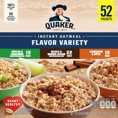 Quaker Instant Oatmeal, Variety Pack, 1.51 oz, 52-count