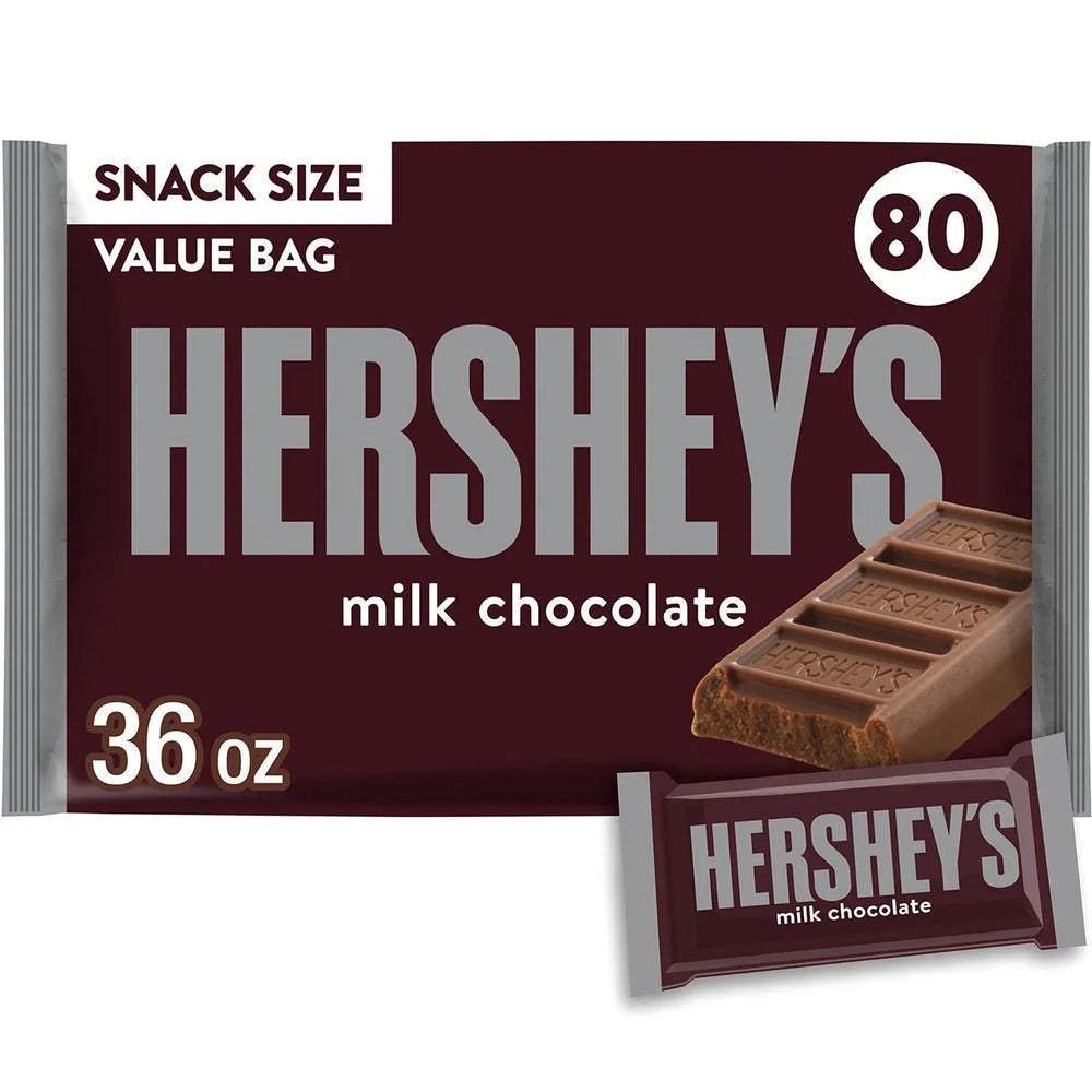 HERSHEY'S Milk Chocolate Bars, Snack Size, 80 pcs. - USA MEGA SHOP