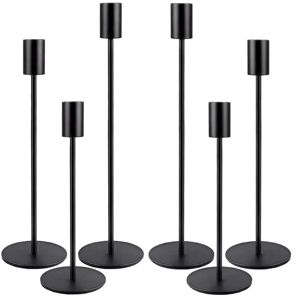 HIDAWN Matte Taper Candle Holders, 6 Pack Metal Candlestick Holders for Wedding, Dinning, Party - USA MEGA SHOP
