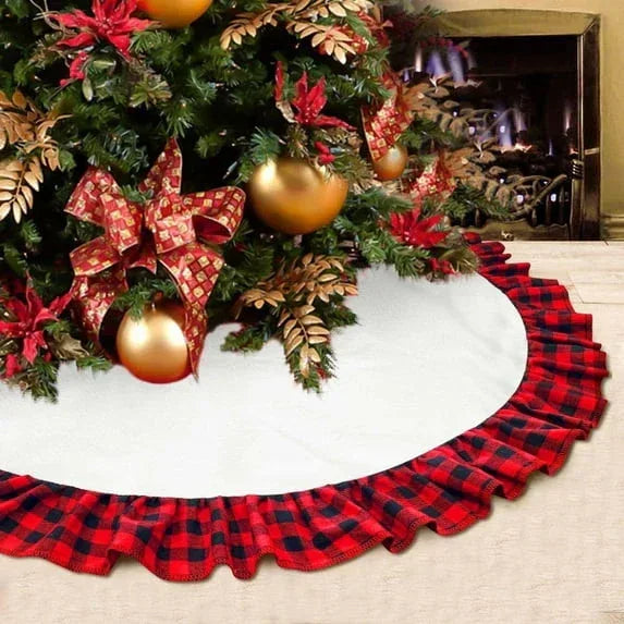 HadinEEon Christmas Tree Skirt, 48 inch, Indoor Christmas Tree Mat for Xmas Decoration (Red & White) - USA MEGA SHOP