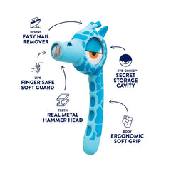 Handy Famm Kid-Friendly Tool Set for Creative and STEM Learning – Giraffe Hammer, Bird Tape Measure, Safety Goggles, Coloring Book