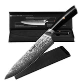 Hecef 8-Inch Chef Knife, Japanese Damascus Steel Blade with Resin Handle - USA MEGA SHOP