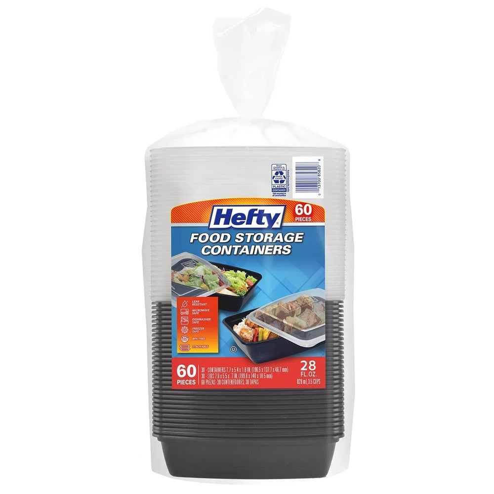 Hefty Food Storage Containers with Lids, 28 oz., 60 pc. - USA MEGA SHOP