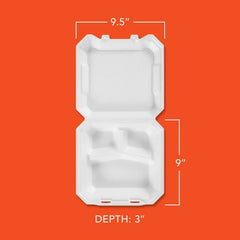 Hefty Supreme Foam Hinged Lid Container, 3-Compartment 125 ct.