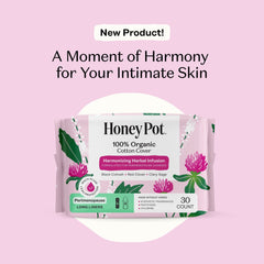 Honey Pot 100% Organic Cotton Cover Peri-menopause Long Liner, 30 Count (PACK OF 3 )