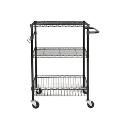 Hyper Tough 3-Tier New Multipurpose Rolling Cart, Black Color, 495lbs Load Capacity