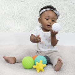 Infantino Textured Multi Ball Set, Soft Plastic, Baby 6-12 Months, Multi-Color, 6-Piece