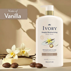 Ivory Deeply Moisturizing Body Wash, Notes of Vanilla Scent, 798 ml