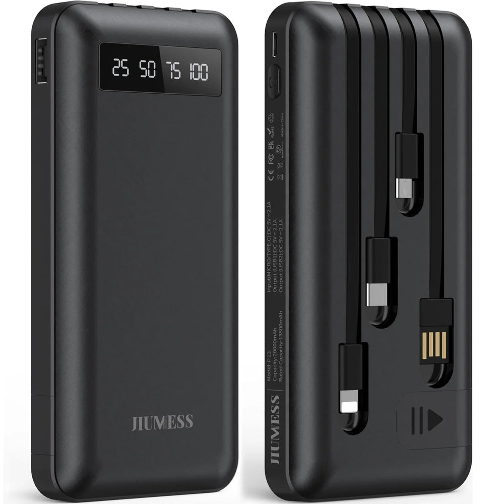 JIUMESS 20000mAh Power Bank Portable Charger with Cables, USB Battery Pack Compatible for iPhone & Android Cell Phone - USA MEGA SHOP