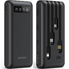 JIUMESS 20000mAh Power Bank Portable Charger with Cables, USB Battery Pack Compatible for iPhone & Android Cell Phone - USA MEGA SHOP
