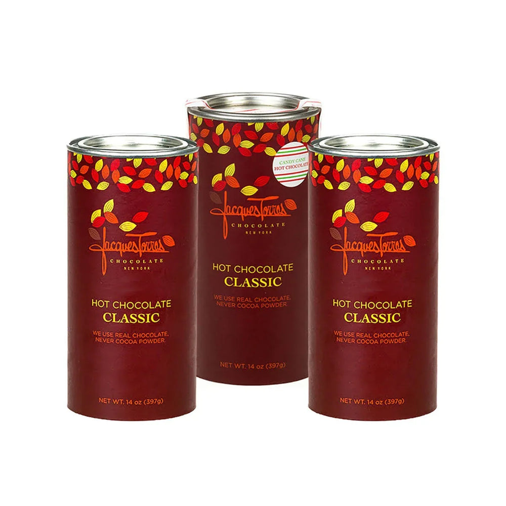 Jacques Torres 14 oz. Assorted Hot Chocolate Tin & Candy Cane Hot Chocolate Tin, 3 Count, 42 oz. Total - USA MEGA SHOP
