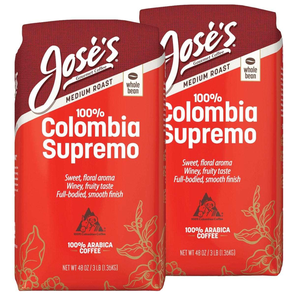 Jose’s 100% Colombia Supremo Whole Bean Coffee, Medium, 3lbs, 2-pack - USA MEGA SHOP