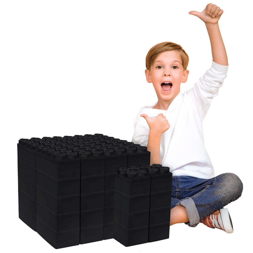 Jumbo Building Blocks - Black 48 pc Set for Kids Ages 3-8 for Indoor & Outdoor Play - USA MEGA SHOP