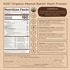 KOS Organic Superfood Plant Chocolate Peanut Butter Protein Powder 2.4lbs.
