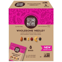 Second Nature Wholesome Medley Trail Mix, 12 oz, 8 Count – Gluten Free Single-Serve Snack Bags