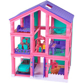 Kid Connection 3-Story Dollhouse Play Set, Pink, 24 Pieces, Toddler Toy Ages 3+ - USA MEGA SHOP
