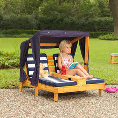 KidKraft Double Chaise Lounge with Canopy and Cupholder