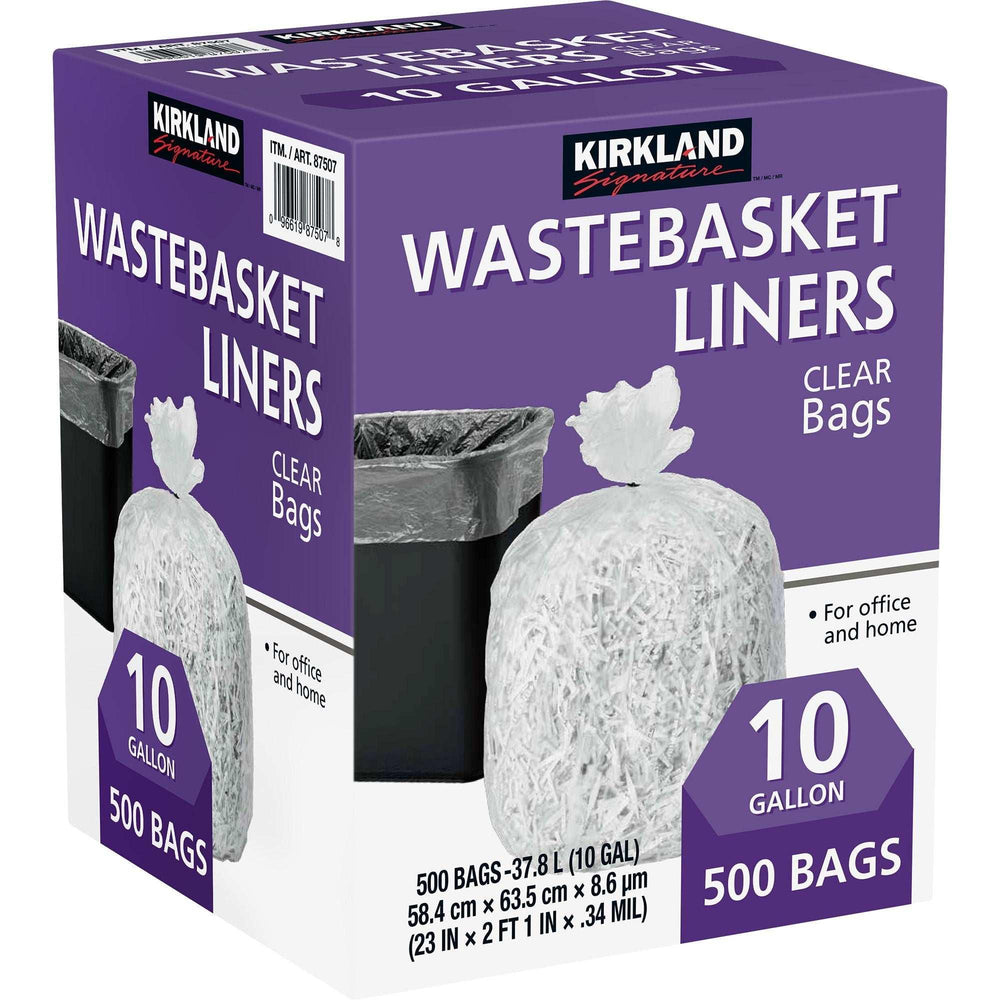 Kirkland Signature 10-Gallon Wastebasket Liner, Clear, 500-count - USA MEGA SHOP