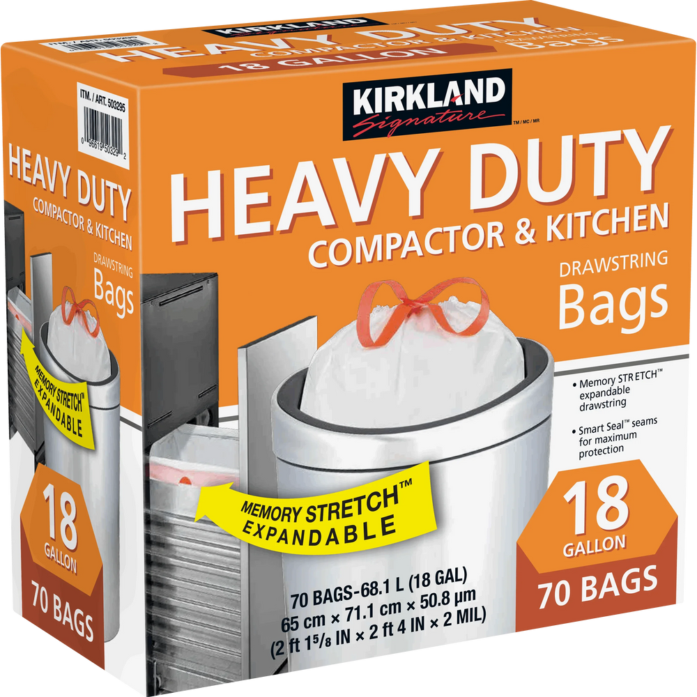 Kirkland Signature 18-Gallon Compactor & Kitchen Trash Bag, 70-count - USA MEGA SHOP