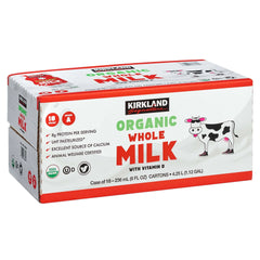 Kirkland Signature Organic Whole Milk, 8 fl oz, 18-count - USA MEGA SHOP