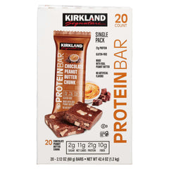 Kirkland Signature Protein Bars Chocolate Peanut Butter Chunk 2.12 oz, 20-count - USA MEGA SHOP